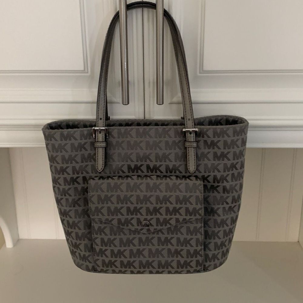 KORS Michael Kors Gray MK Logo Tote Crossbody Bag